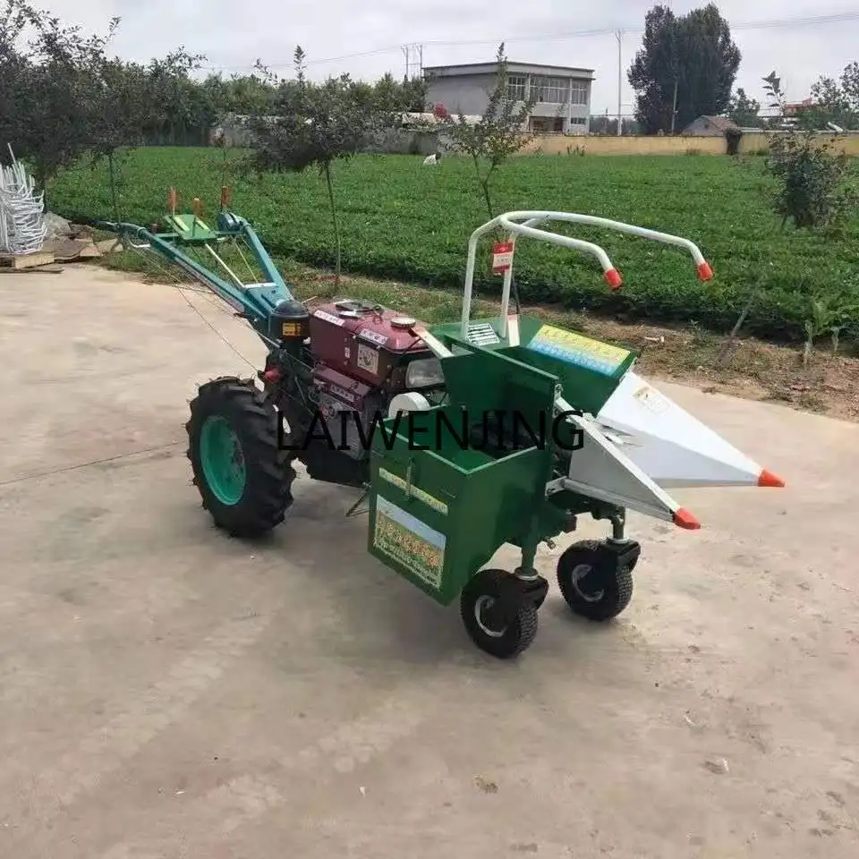 Small one-row corn harvester, hand-held tractor, automatic breaking of rice straw and crushing