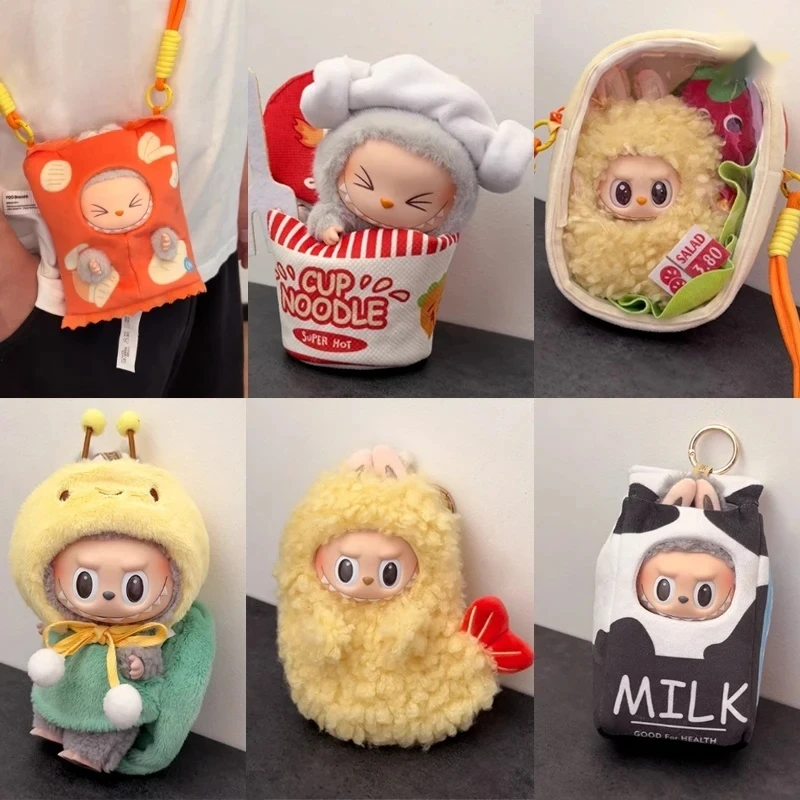 Para Labubu Wacky Mart lindo conjunto de traje de muñeca-ropa de camarones fritos y cucarachas accesorios de disfraz de dibujos animados para muñecas DIY