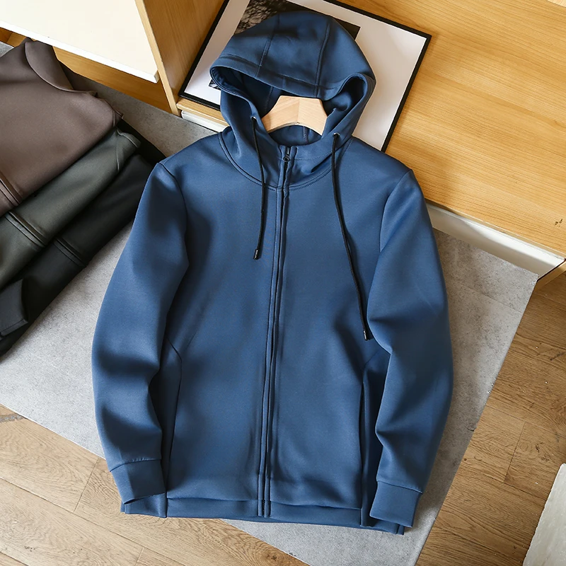 

Модная вязаная толстовка-худи с воздушной прослойкой для мужчин: базовая повседневная одежда прямого кроя для весны и осени, современная молодежная модель