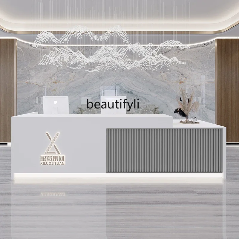 Company checkout page Simple modern bar counter Medical beauty front desk Imitation marble Sales department Hotel counter table