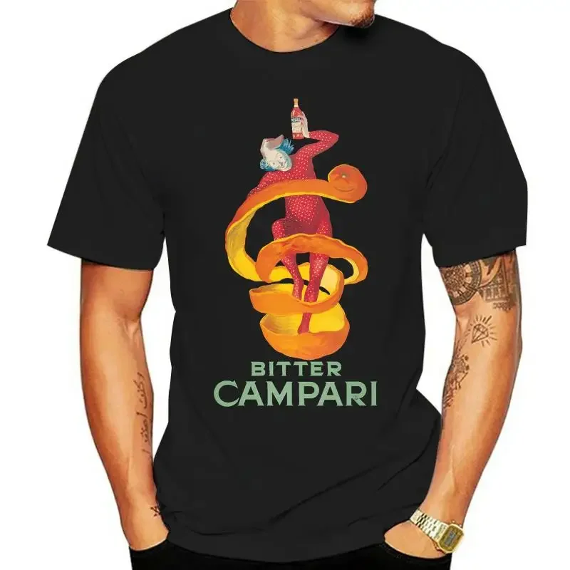 T-shirt For Men Black Bitter Campari Poster Screw Neck anime clothes new in tops & tees streetwear Outfits  Short Sleeve  2024