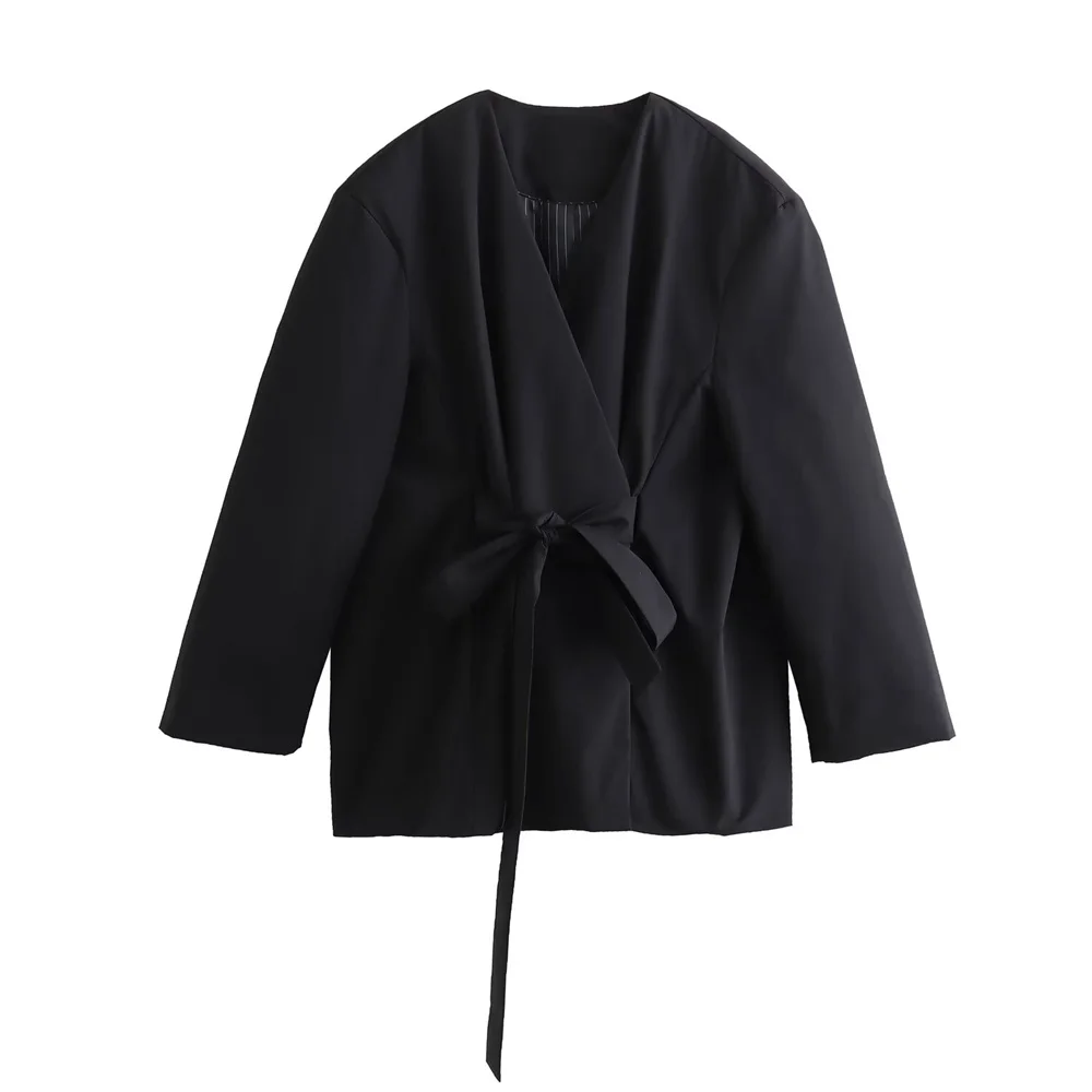 2024ZAR * Spring/Summer Hot Selling New Women's Double breasted V-neck Top Nylon Kimono Style Outer Coat