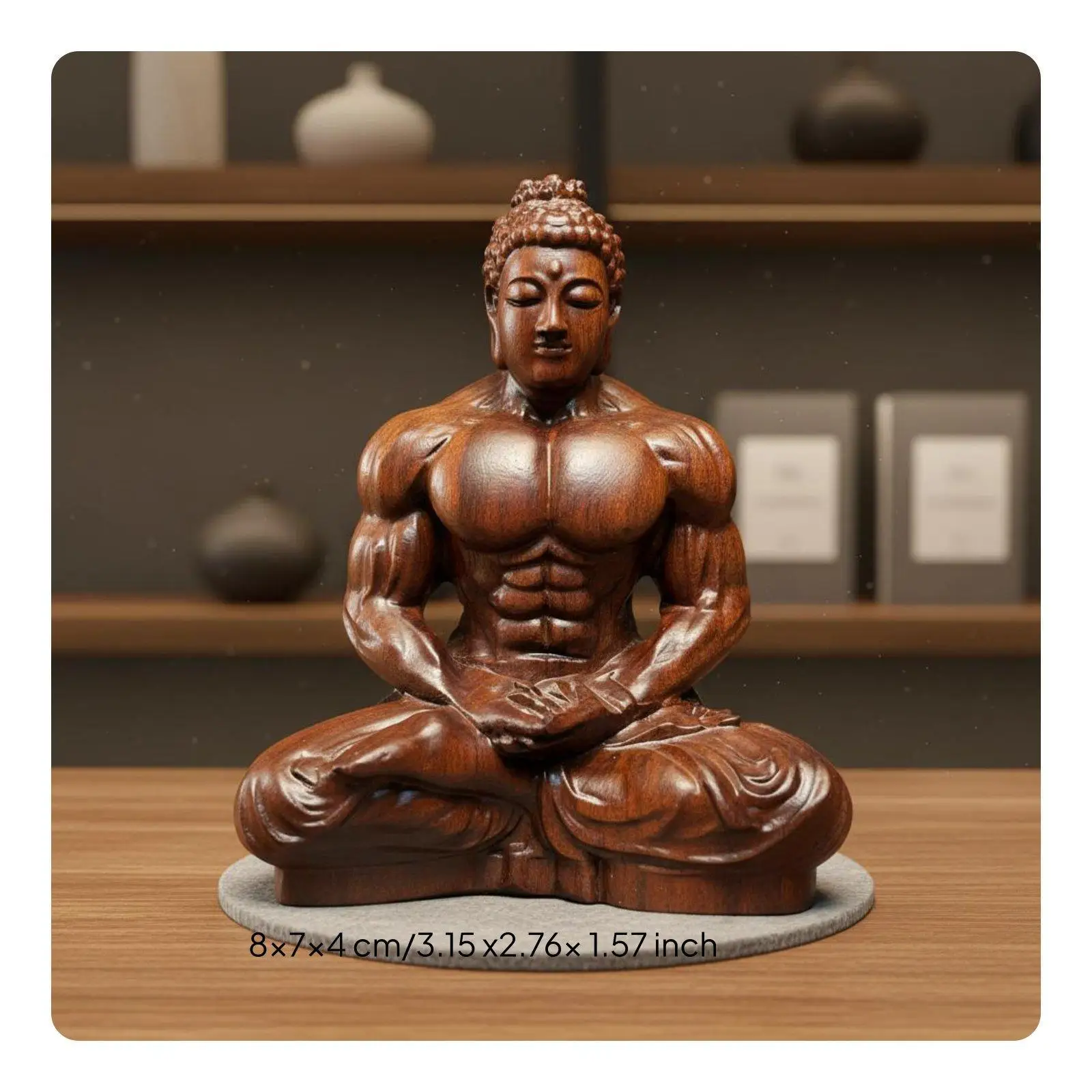 Ebony Buddha Wood Carving Contemporary Muscle Statue Art Sculpture for Car Dashboard Ornament and Shelf Display view 5
