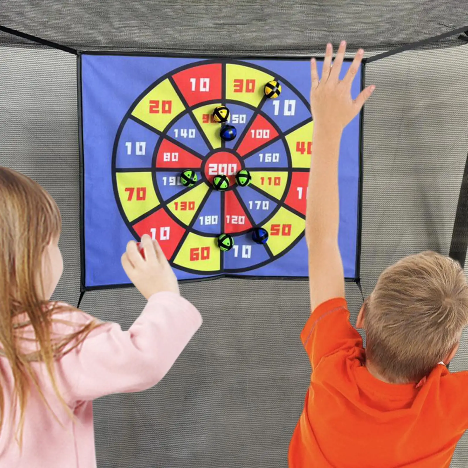 

Kids Trampoline Dart Board, Trampoline Target, Versatile Interactive Toys Toss Game with Sticky Balls for Games Summer Indoor