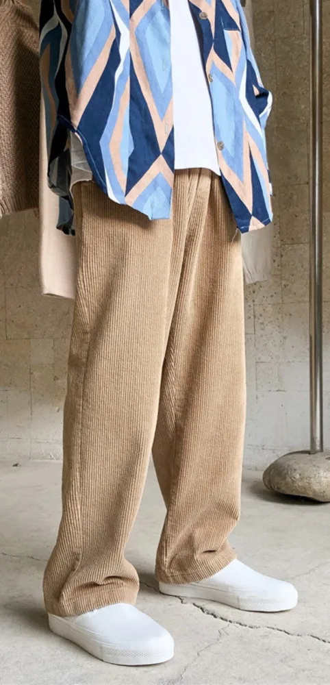 Corduroy pants men's spring and autumn straight tube wide leg overalls 2021