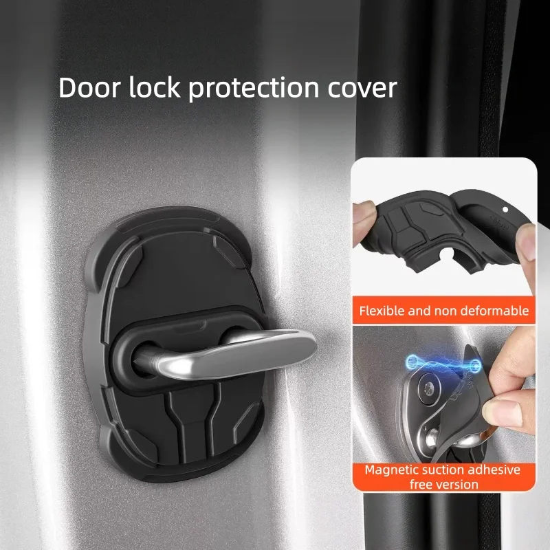 Fit for Zeekr 9X 2025 2026 Auto Silicone Door Lock Buckle Protective Cover Mute Rust Proof Protective Pad Auto Exterior Supplies