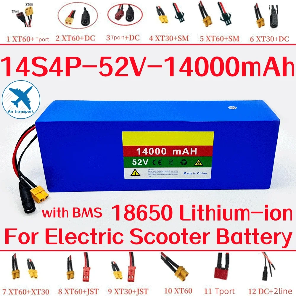 52V 14S4P 14Ah 14000mAh 18650 1500W Lithium Rechargeable Battery Pack Suitable for Balance Cars, Electric Scooters