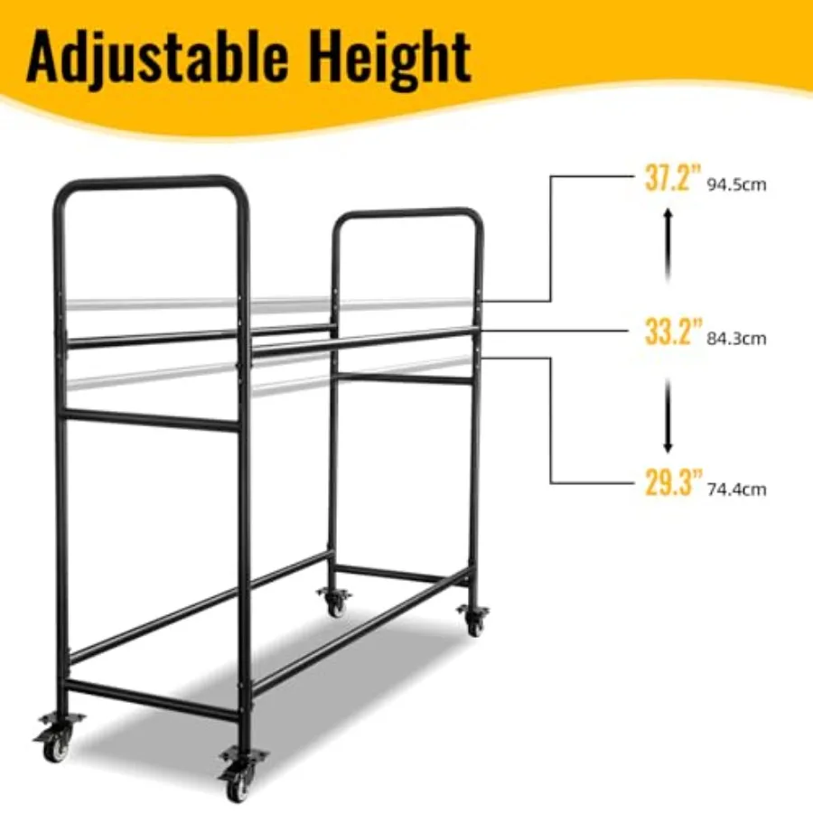 60 Tire Storage Rack Garage Shelving Steel Rolling Tire Stand with Wheels Protective Cover for Storing 1012 Tires Adjustable He