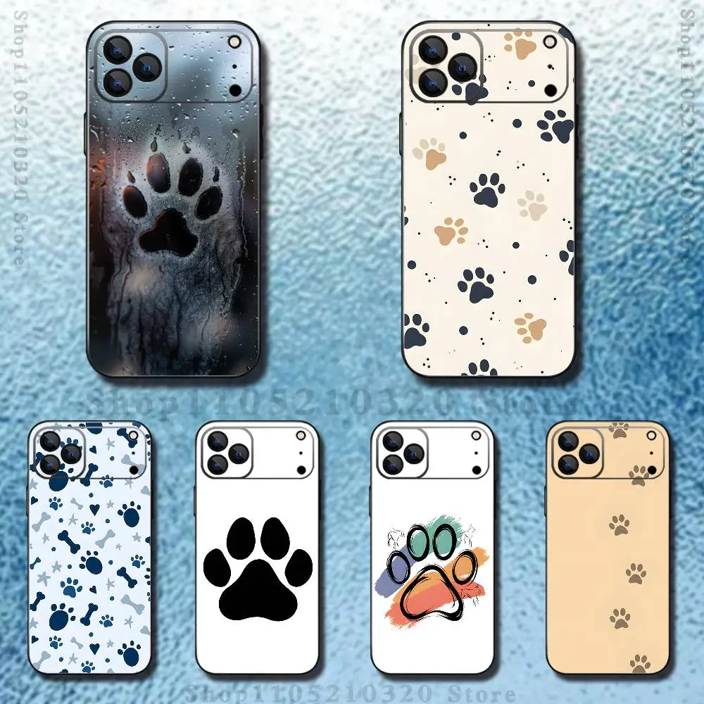 

Pet paw prints Phone Case For iPhone 17,16,15,14,13,12,11,Pro Max,XSX,,XR,SE,Mini,8,7,Soft Silicone Black Cover