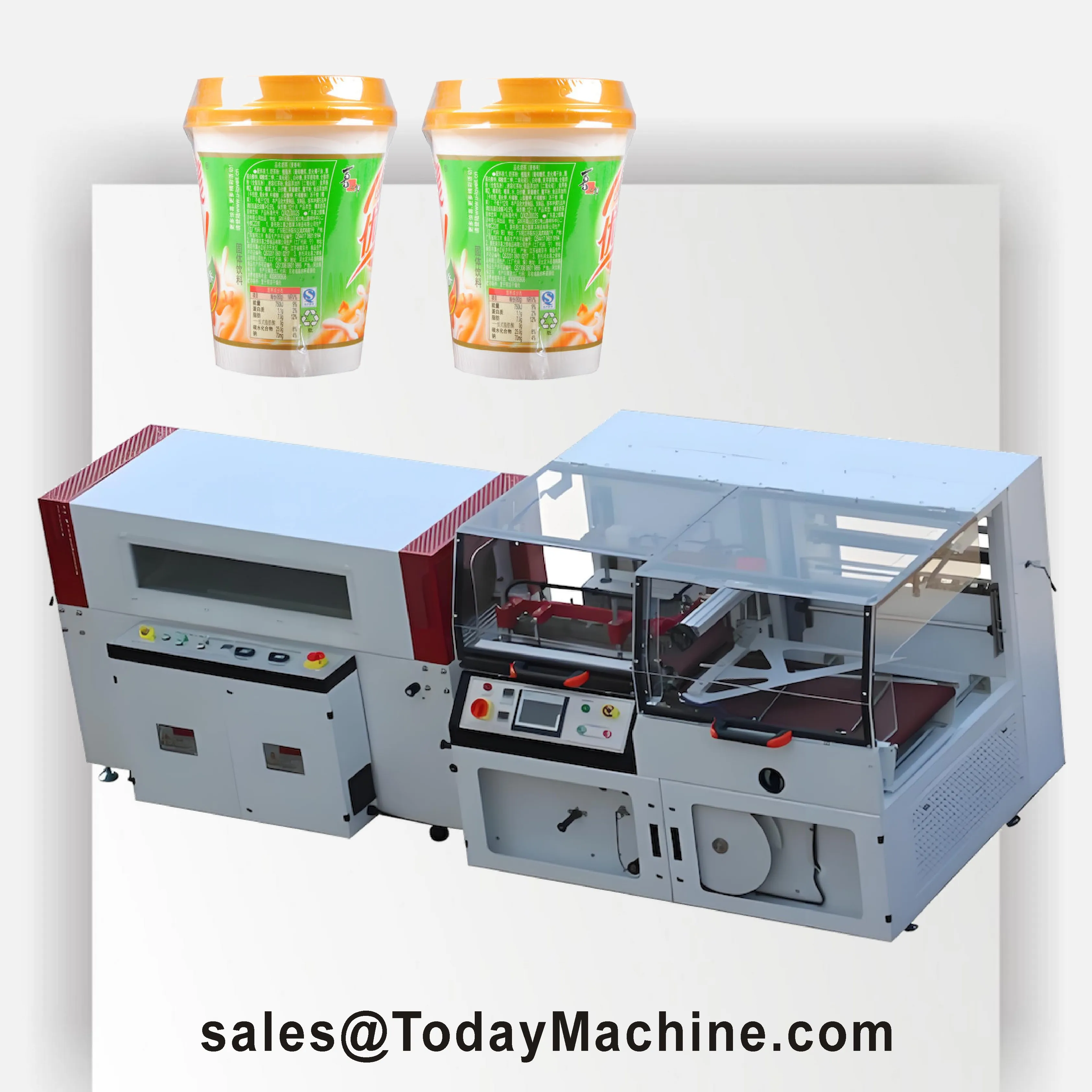 Semi-auto Water Pet Bottle PE Film Heat Tunnel Shrink Wrapping Machine With Semi-automatic Membrane Film Sealer