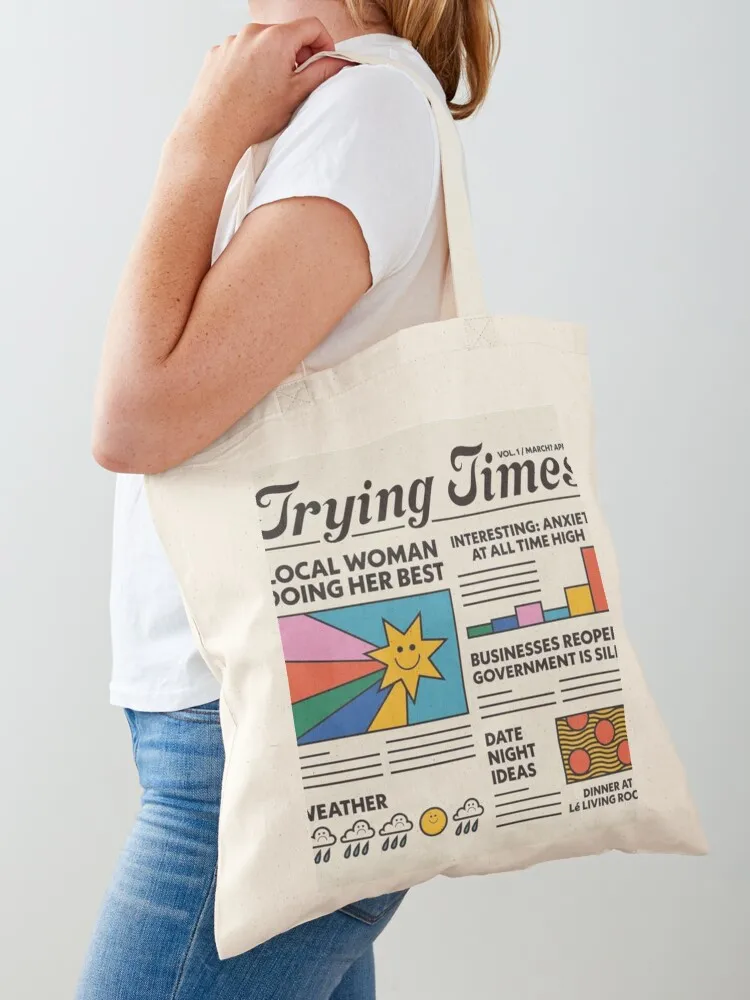 

Trying Times aesthetic colourful sunshine smily, rainy bar chart , anxiety Tote Bag Women's bags Reusable bags cloth bag woman