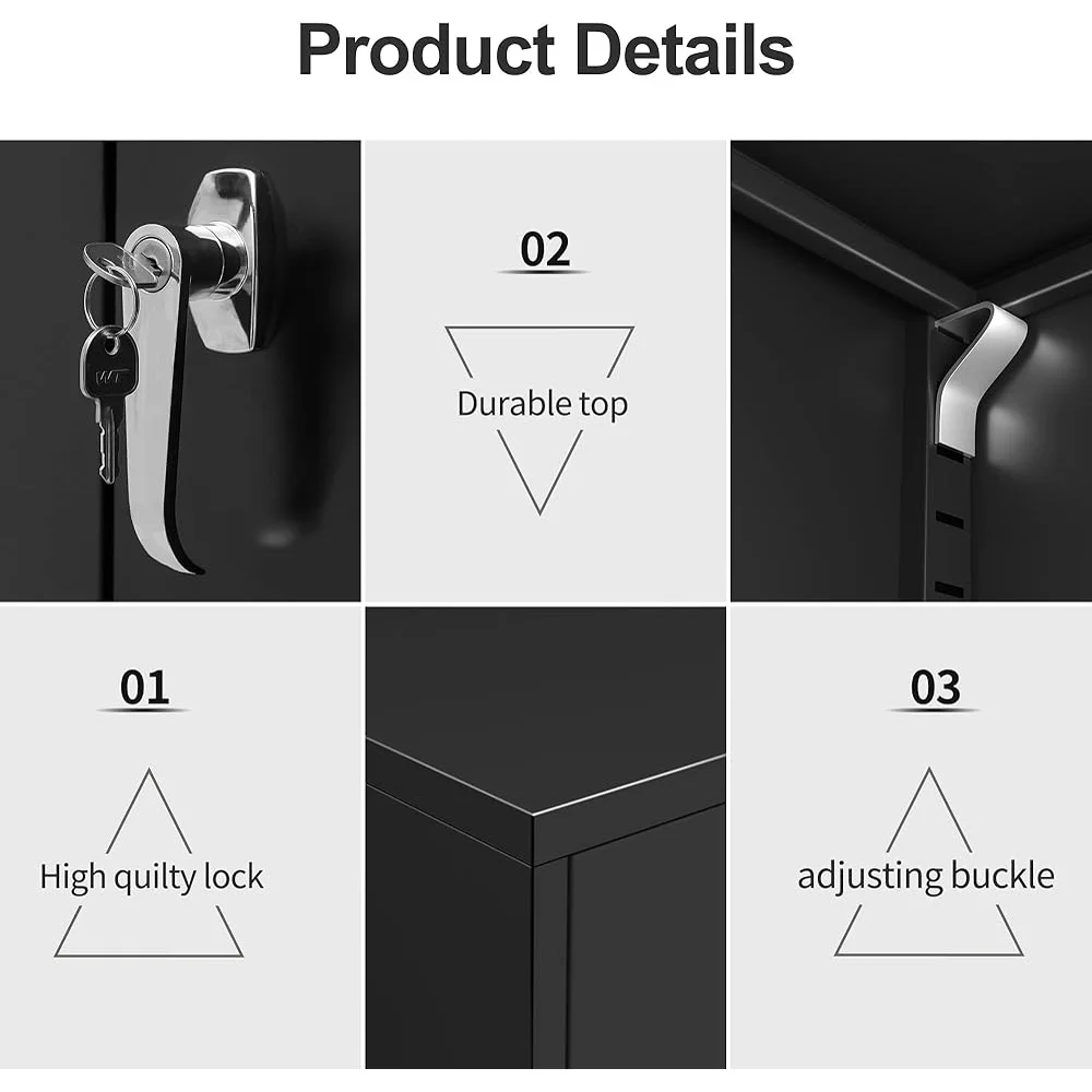 Locking Metal Cabinet Adjustable Shelves Storage Tools Office Garage Safe Heavy Duty Lockable Organizer Unit 41.6 Inch