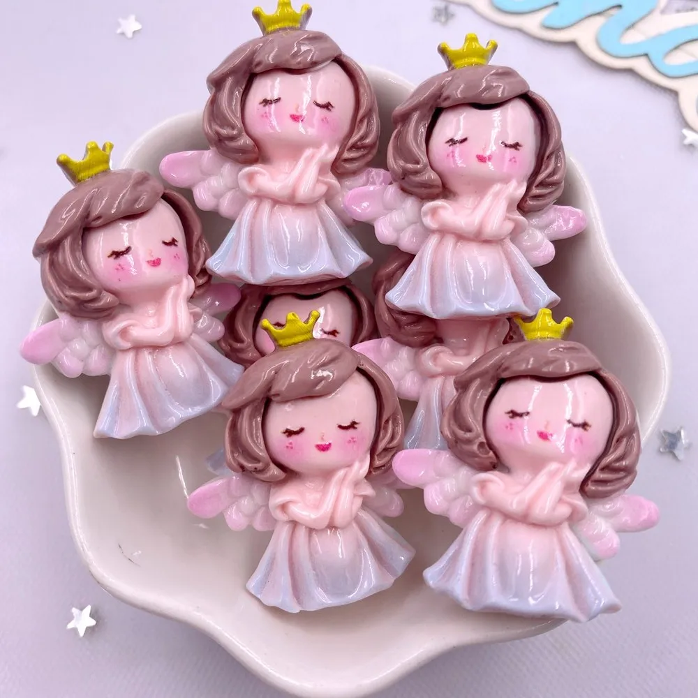 6PCS Resin Kawaii Colorful Cartoon Angel Girl Flatback Stone Home Decor Princess Fairy Figurine Scrapbook DIY Accessories Crafts