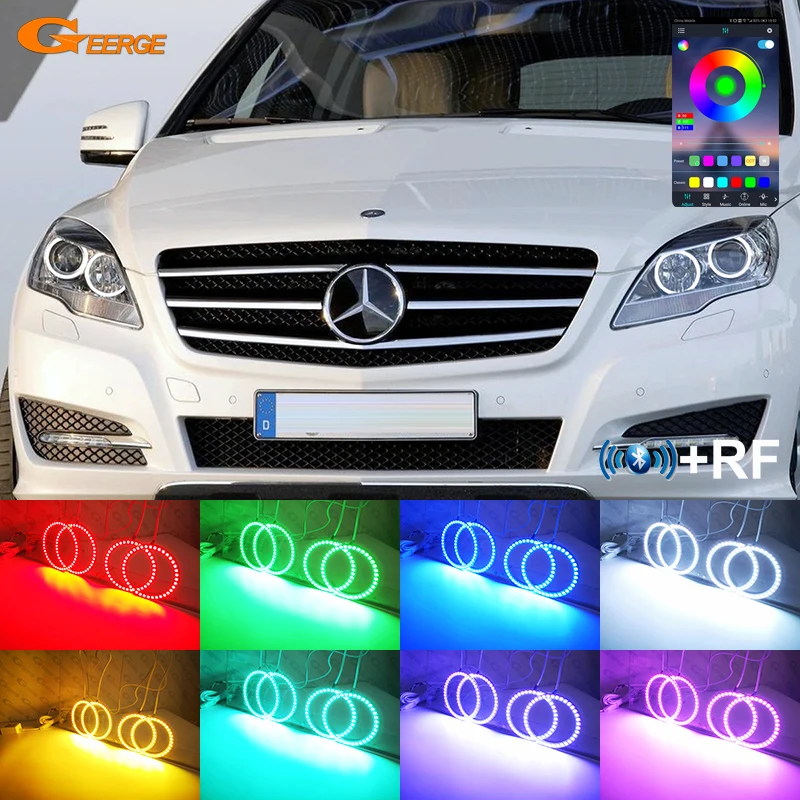 For Mercedes Benz R Class W251 2010 2011 2012 Facelift BT App RF Remote Control Multi-Color RGB Led Angel Eyes Kit Halo Rings