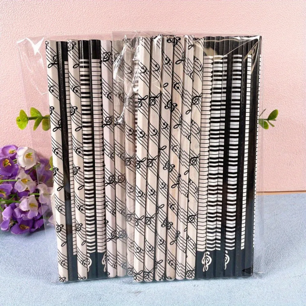 100Pcs Wooden Piano Pencils HB, Music Note Pattern Creative Stationery, School Rewards Gift for Music Lovers, Office Writing