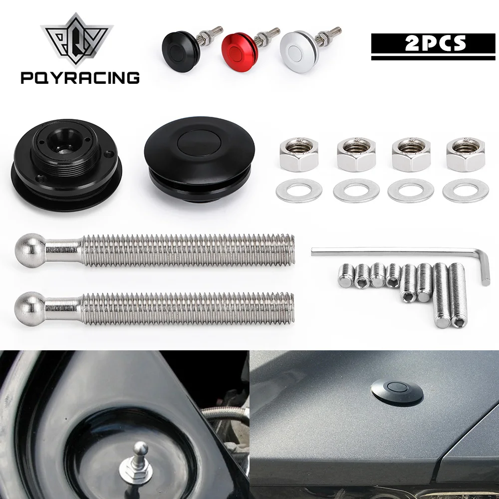 Sport Universal Push Button Billet Hood Pins Lock Clip Kit Car Quick Latch New For FORD Mustang 4.6L V8 96-04 PQY-HP31BK