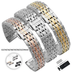 Solid Stainless Steel Watch Band 12/14/16/18/19/20/22/24mm for Tissot for Citizen for Longines Wristband Metal Strap Replacement