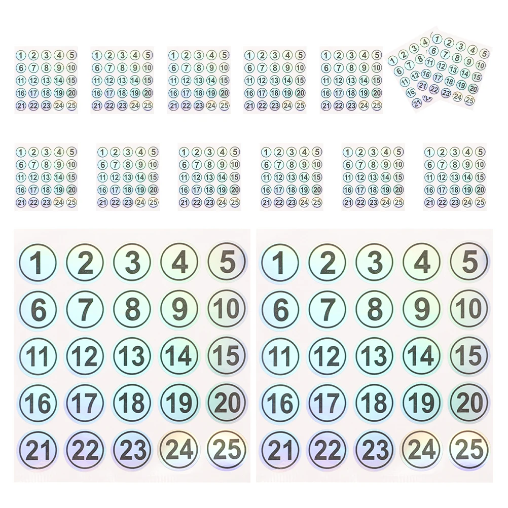

15 Sheets Waterproof Number Stickers Consecutive Labels Dot Round Residue-free for Party Cups Pvc Office
