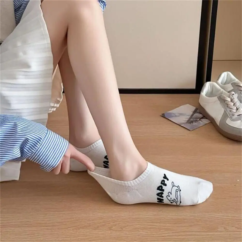 New Breathable Boat Socks White Color Y2K Short Socks Anti-slip Spring Summer Invisible Sock