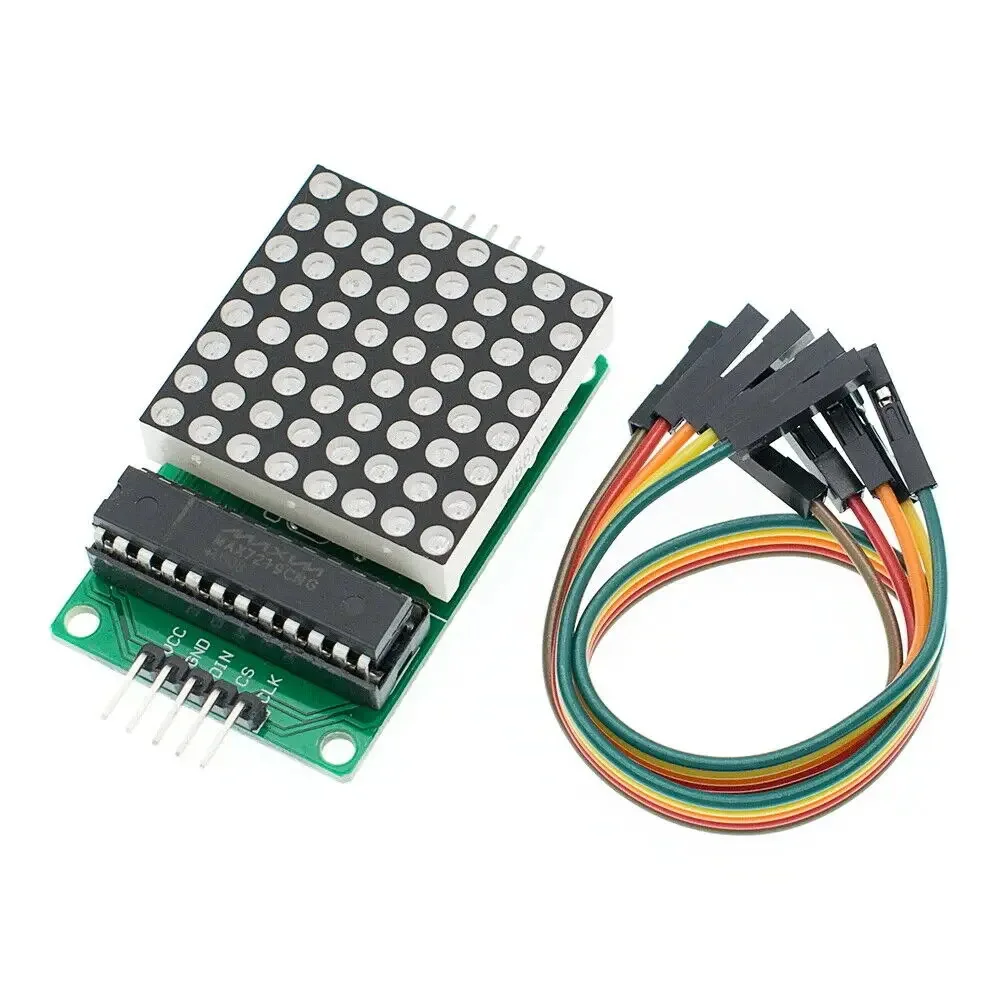 Controlador de pantalla de módulo de matriz de puntos MAX7219, 2 uds., con 5 cables Dupont para matriz LED Arduino Raspberry Pi