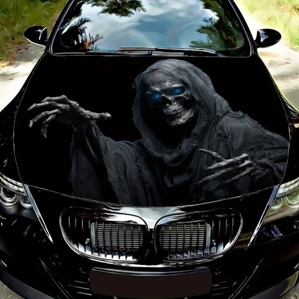 

Deadly Skeleton Car Hood Decal - Durable PVC Vinyl Wrap For Most Vehicles, Protective Engine Cover Sticker , Automotive Exterior