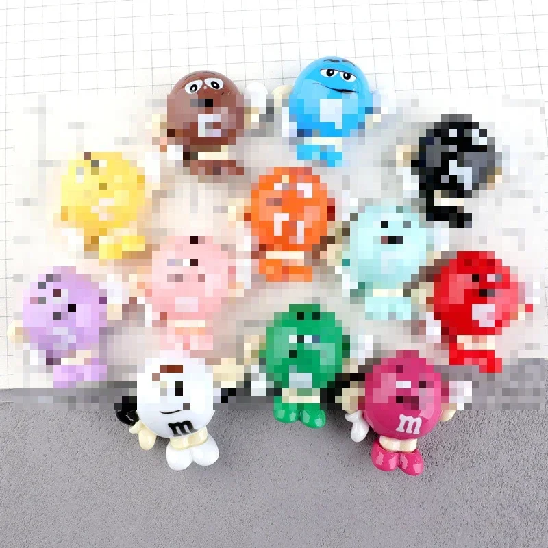 5pcs M Bean Figure Resin Flatback Cabochons for Diy Jewelry Making 2 Size Cute Colorful Cartoon Charms Handmade Crafts Materials