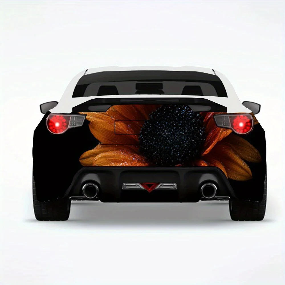 

Orange Sunflower on Black Background Car Sticker,Vinyl Decal for Car Rear, Waterproof Self-Adhesive Vinyl Stickers for Vehicle T