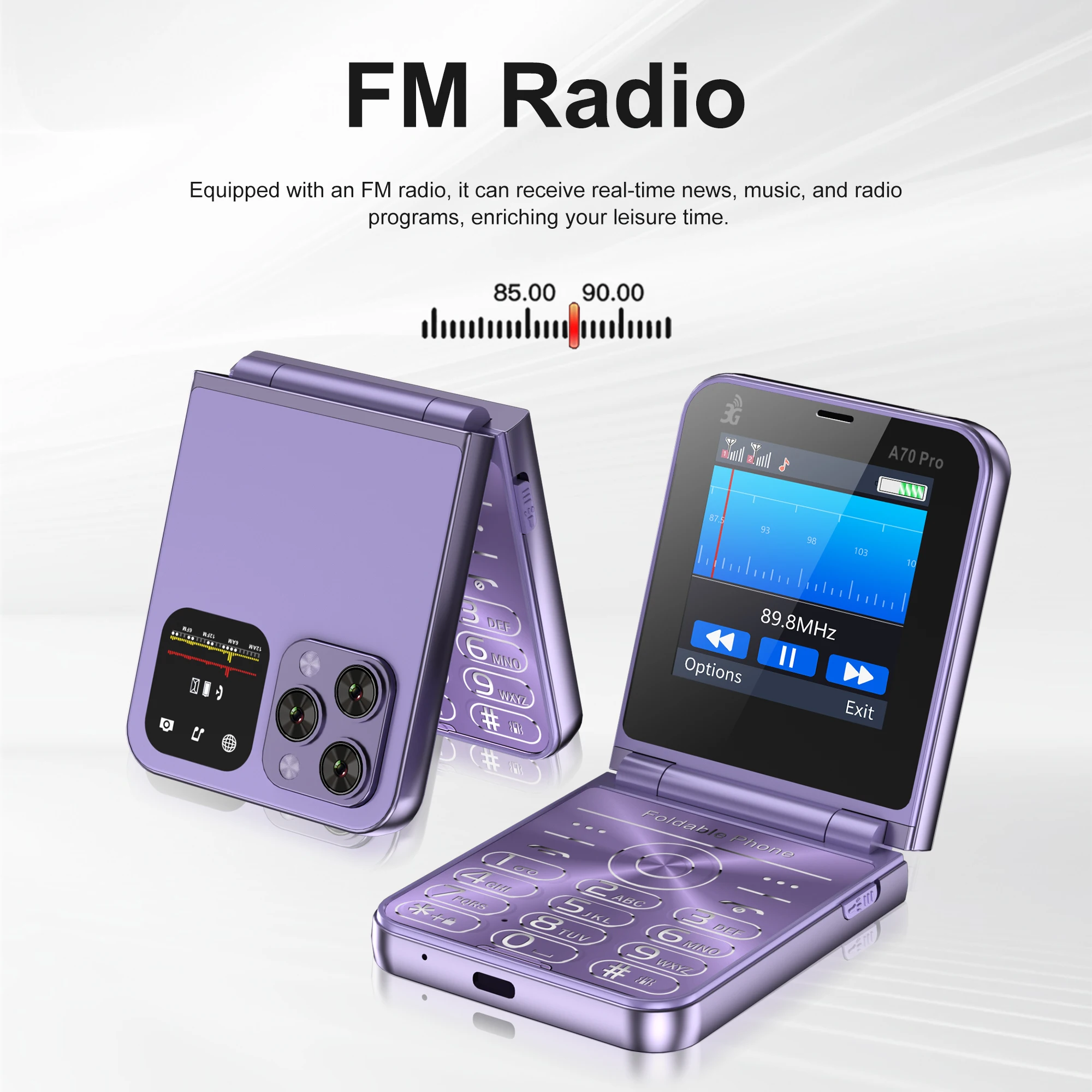 سيرفو A70 برو الوجه الهاتف المحمول 3G WCDMA المزدوج سيم الاستعداد سرعة الاتصال الهاتفي تسجيل MP3 FM مصباح يدوي طوي زر الهواتف المحمولة #5