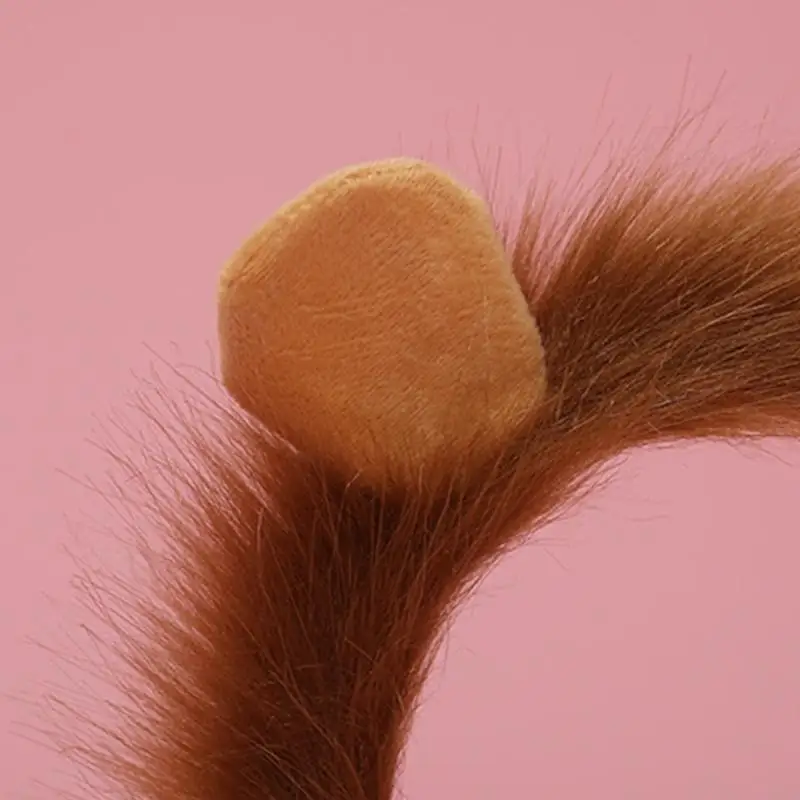 J2FF Girls Animal Lion Ears tail مجموعة أفخم الشعر طوق جميل الحزب غطاء رأس الهالوين Cosplay حفلة إكسسوارات فاخرة