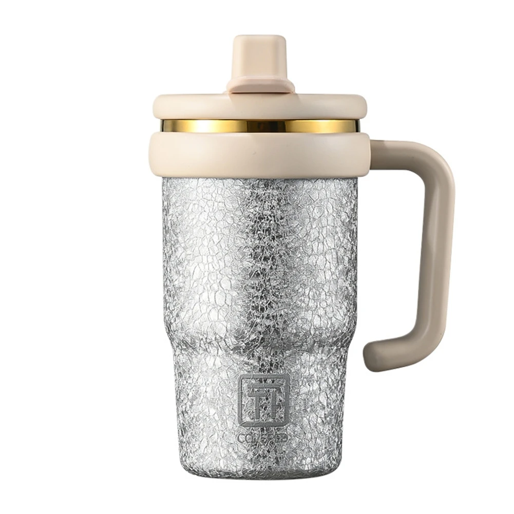 

AAAF Summer Large Capacity Ice Flower Titanium Thermos Cup Double Drinking Water Cup Portable Ice Cup