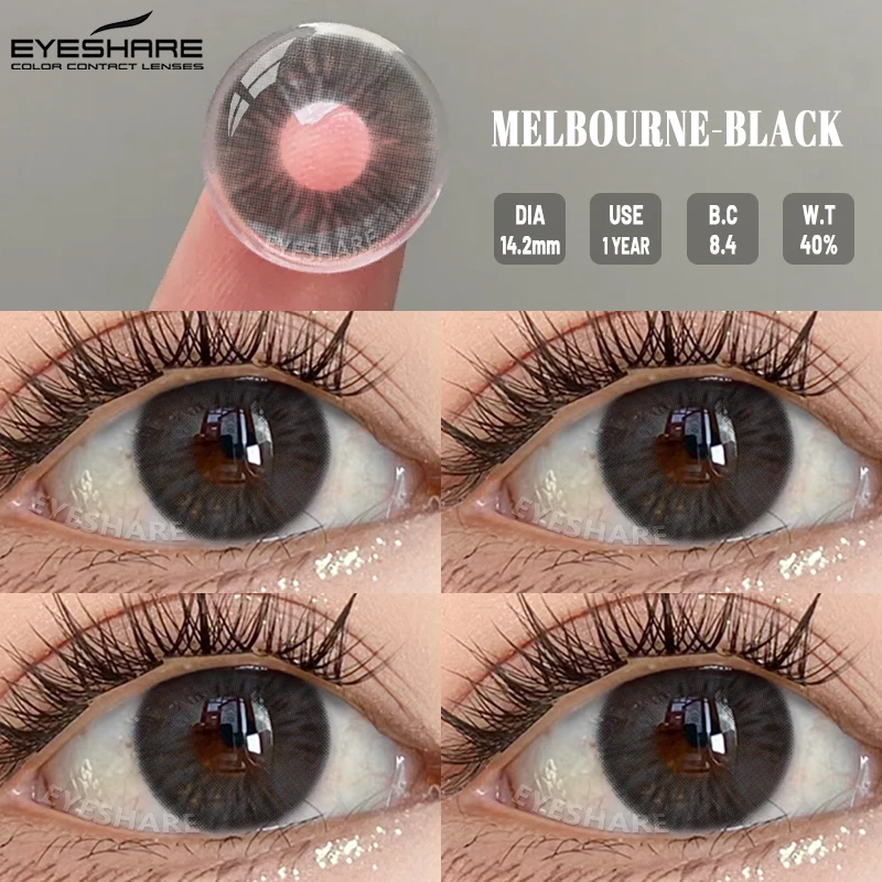 EYESHARE 1 Paar NEUE farbige Pupillen-Make-up, schwarze Farbkontaktlinsen, Schönheit, Frauen, farbige Schüler, Kosmetik, schwarze natürliche Pupillen