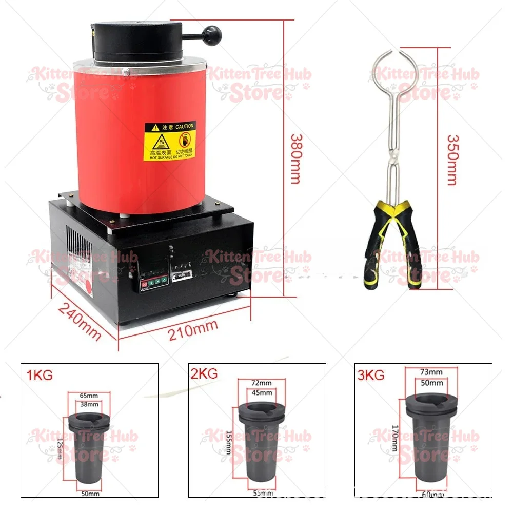 Small electric furnace, 1-3 kg, jewelry processing tool black red