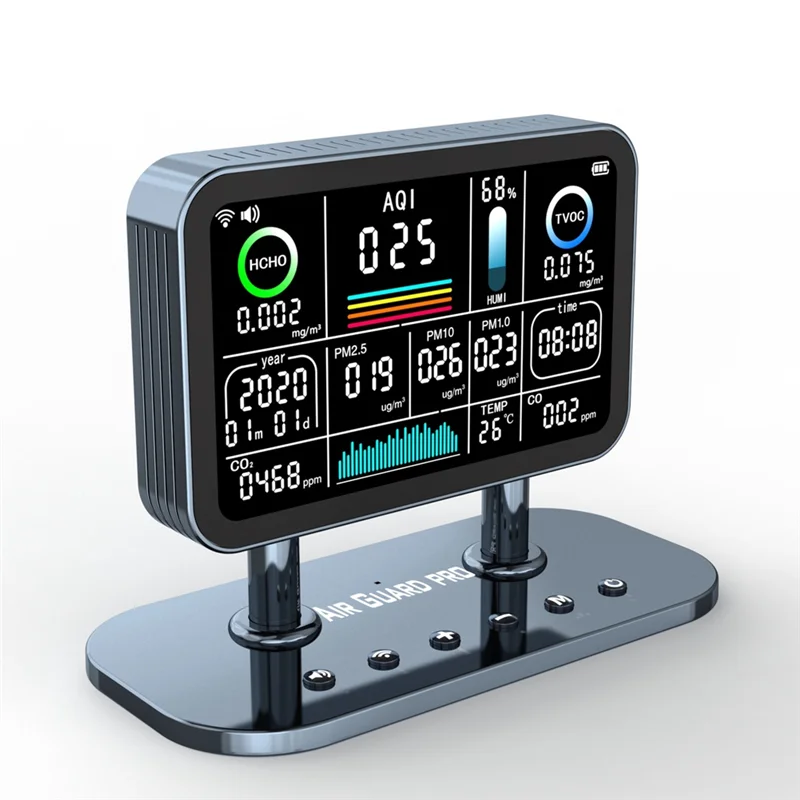 ABSQ-Advanced Wifi Air Quality Monitor By Tuya - Measures TVOC, HCHO, PM2.5/PM1.0/PM10, CO2, Temperature, And Humidity