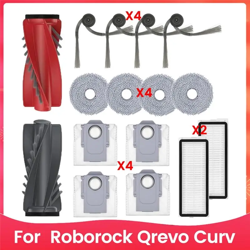 A20F-For Roborock Qrevo Curv Main Side Brush Hepa Filter Mop Cloth Dust Bags Robot Vacuum Cleaner Accessories