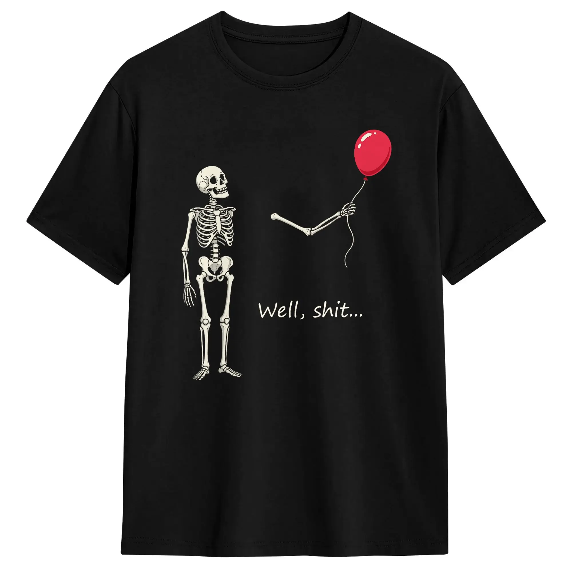 Skeleton Lost Balloon Funny Saying Quote Pure Cotton T-Shirt For Men Beach  Vintage T-Shirts Crewneck Hippie Tees Oversize Tops
