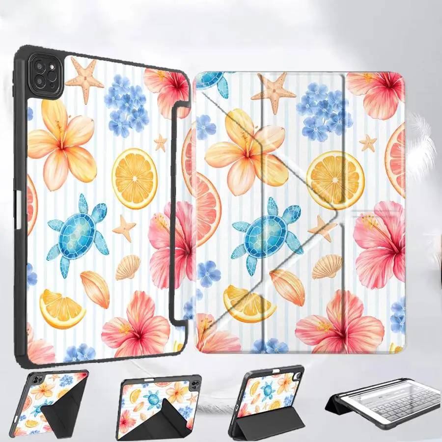 

Cartoon Turtle Print Holder Cover Tablet Case For iPad Pro 2025 Pro 11th 10th 9th 8th 7th 12.9inch Air 4 5 M3 M2 M4 11inch Mini