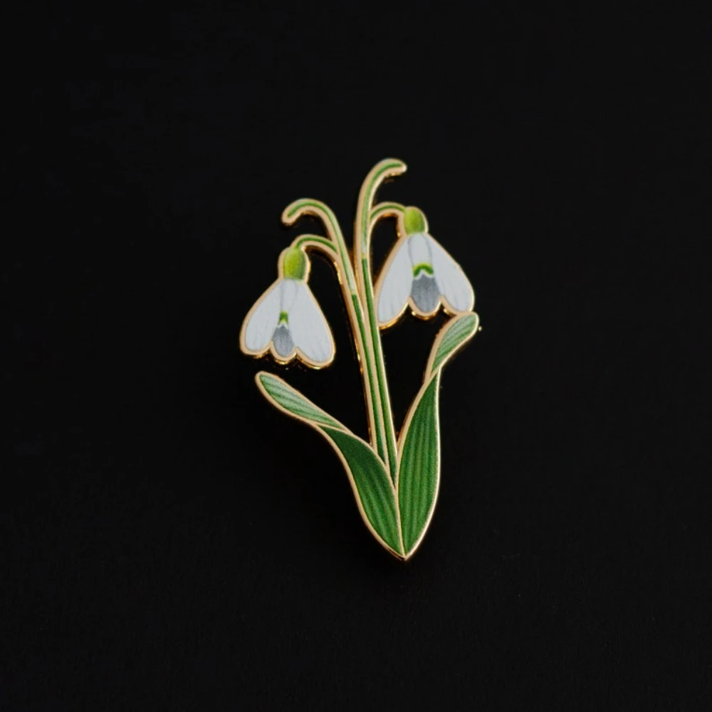 

Snowdrop Floral Hard Enamel Pin White Flower Badge Botanical Brooch Spring Blossom Gardener Nature Gifts