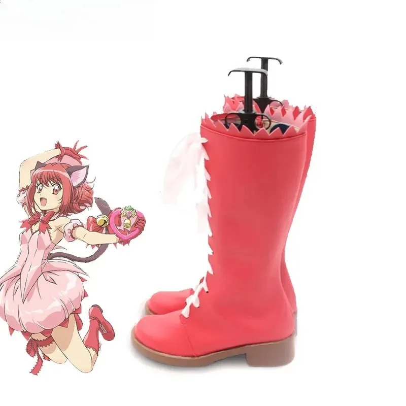 

2025 aaa Momomiya Ichigo Anime Tokyo Mew Cosplay Prop Halloween Carnival Boots PU Leather Shoes Custom Made