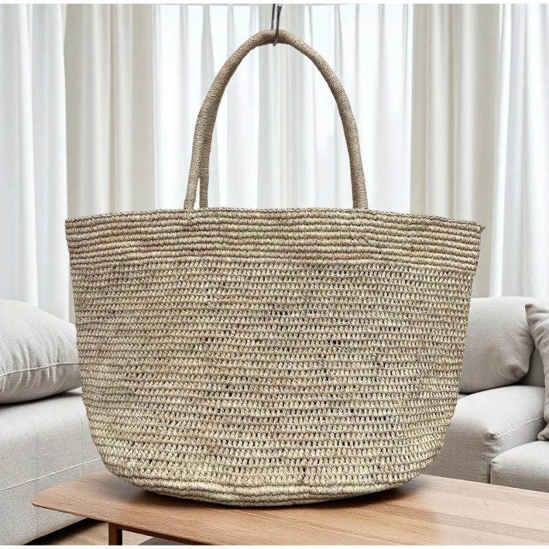 

Large Crochet Raffia Straw Beach Tote Bag Handmade Hollow Knit Summer Vacation Shoulder Handbag Casual Boho Travel Shopper Purse
