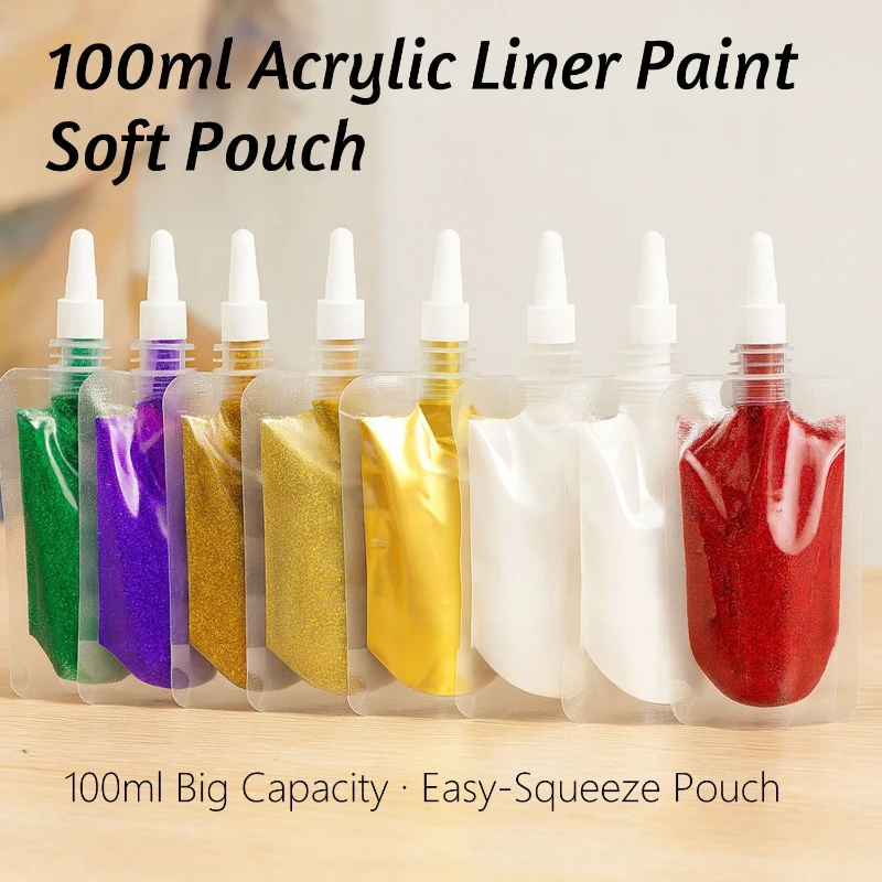 7pcs 100ml 3D Hook Acrylic Paint Soft Squeezable Tip Designed DIY Handmade Decoration Greeting Card Photo Frame Painting