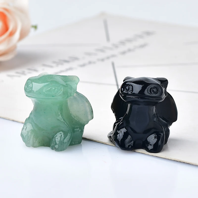 1PC Natural Crystal Aventurine Obsidian Toothless Cartoon Figure Mineral Ornaments Energy Healing Stone Reiki Home Decoration