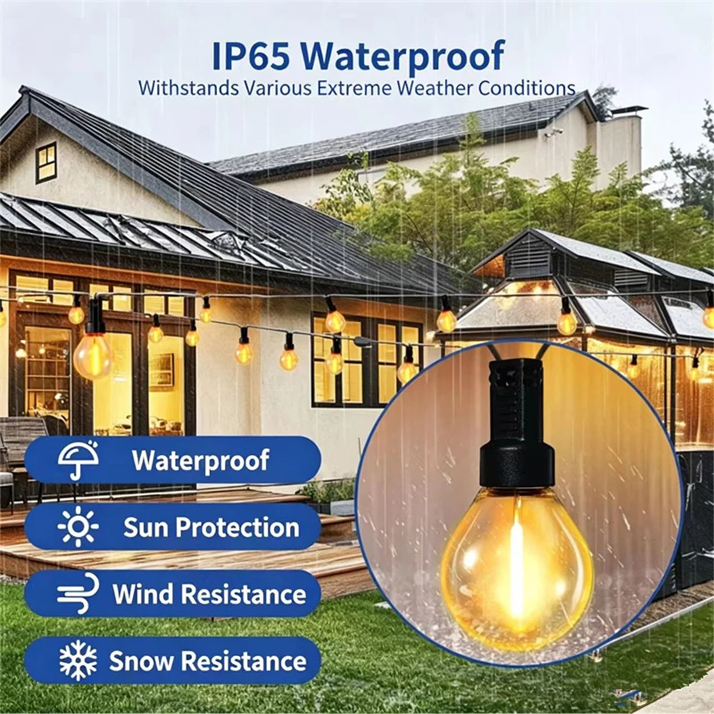 G40 String Light Outdoor LED 5m 10m EU/US Plug Shatterproof Light Bulb Garden Fairy String Lights for Patio Festoon Party Decor