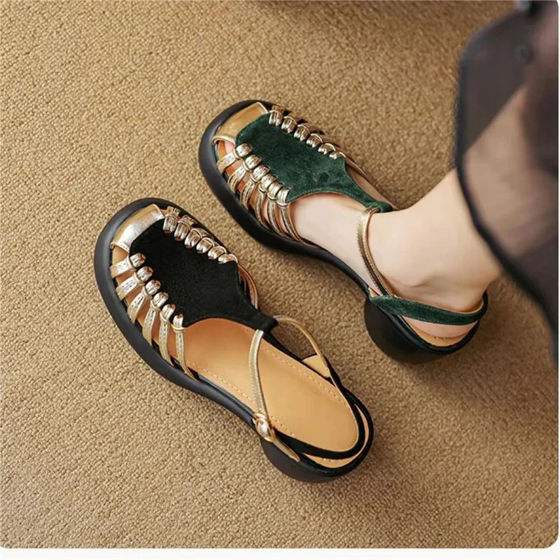 

Thick Bottom thin Strap Sandals Comfortable Buckle Design Breathable Women Shoes versatile Vintage Sandalias De Mujer Tendencia