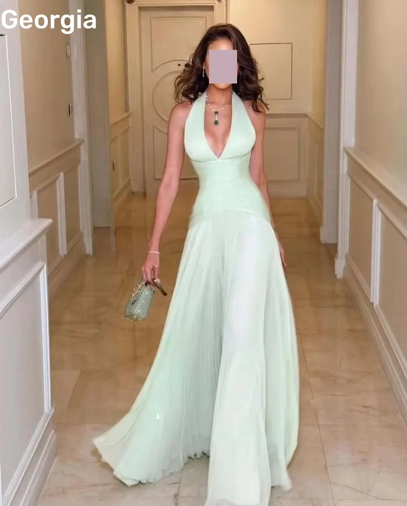 تخصيص الرسن فستان سهرة أنيق ألف خط الطابق طول فستان حفلات الزفاف سستة حتى بلا أكمام كشكش فساتين عيد ميلاد Luxu #3