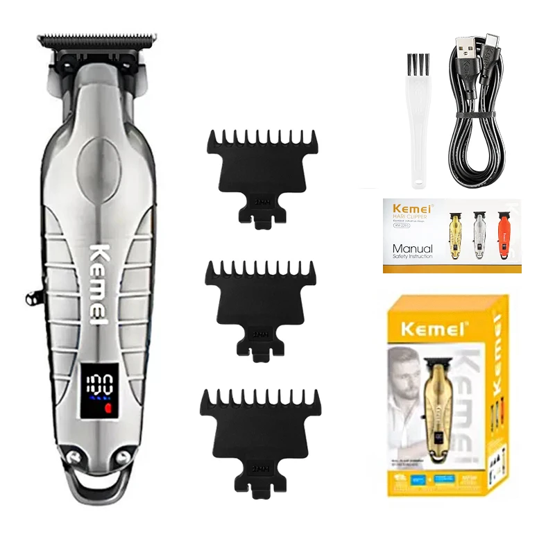 Kemei KM-2293 Originele elektrische tondeuse Oplaadbare tondeuse LCD-scherm Kapper Professionele snijmachine