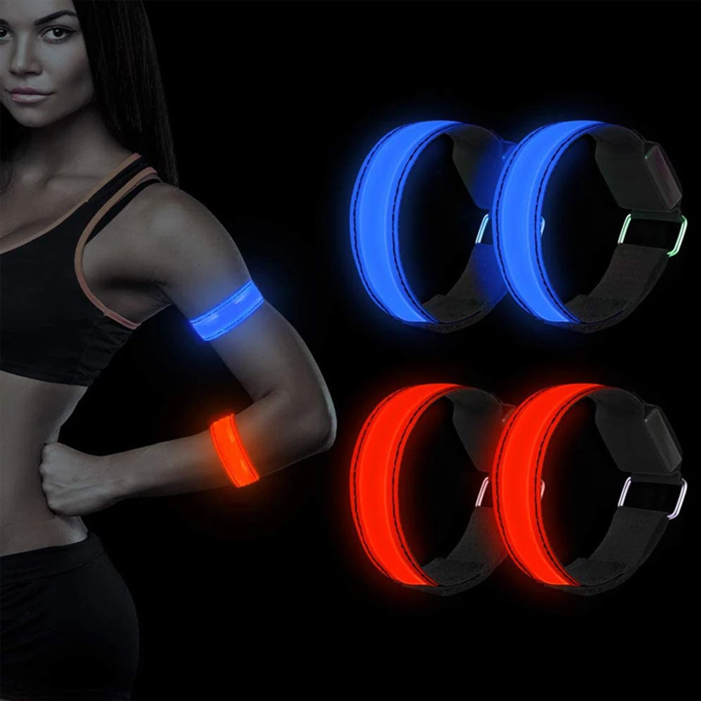 Led Lights Night Running USB Rechargeable Light Luminous Bracelet Reflective Arm Ring Safety Warning Signal Lamp Self Defense