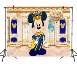 Disney Royal Crown Mickey Mouse Backdrop Kids Birthday Decoration Background Golden Palace Vinyl Photography Studio Props