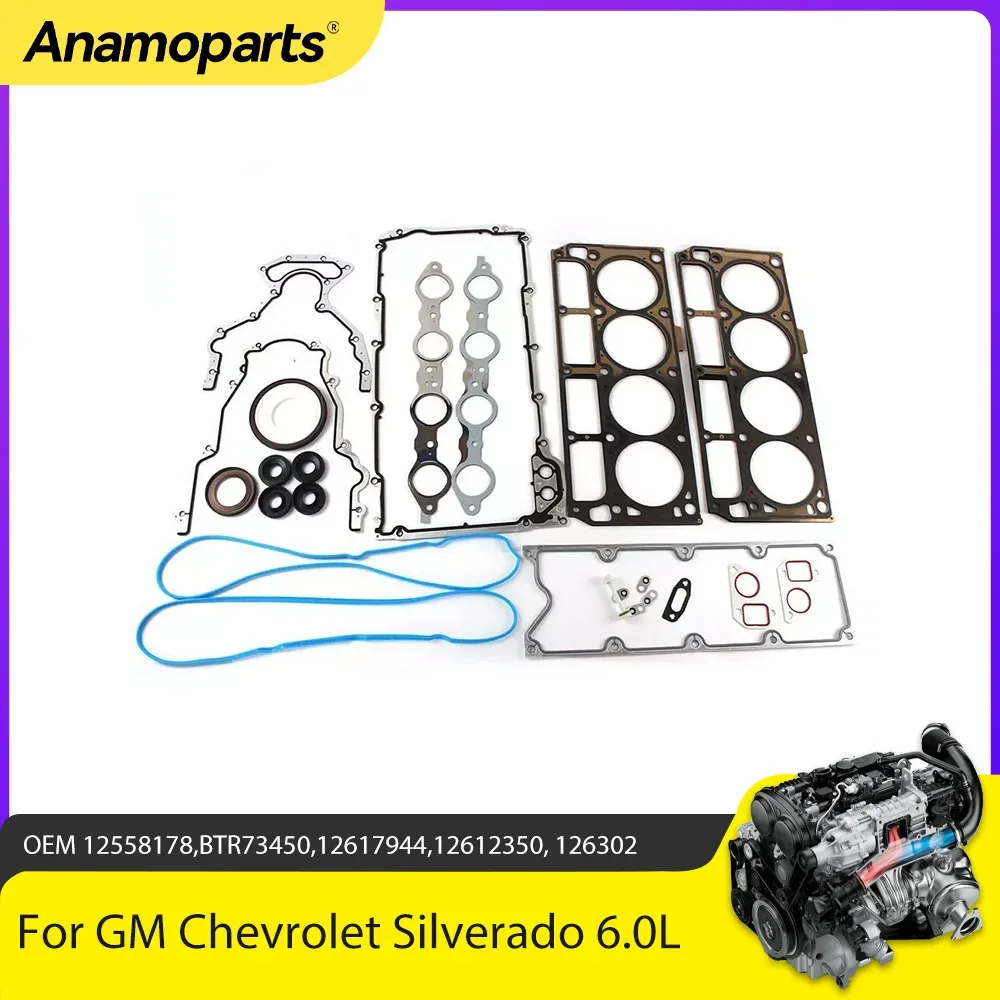 Engine Parts Full Gasket Set Head Gaskets Fit 4.8 5.3 5.7 6.0L For GM Chevrolet Silverado 3500 HD LS2 LS3 4.8 5.3 5.7 6.0L 99-10