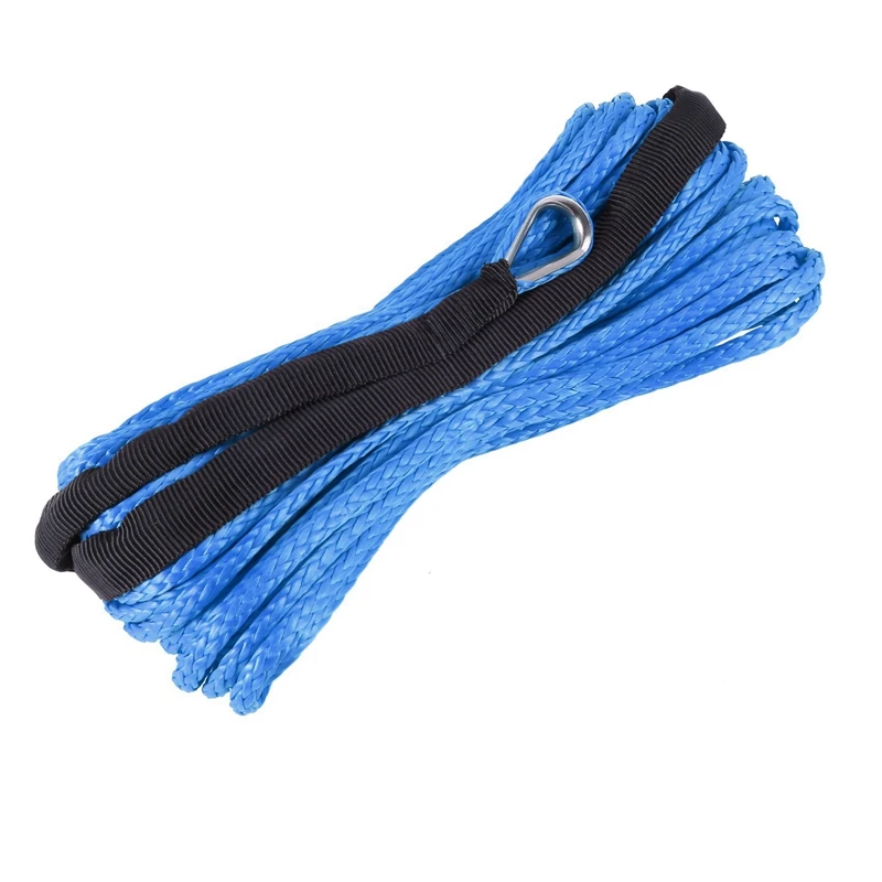 2Pcs 3/16 Inch X 50 Inch 7700 Lbs Synthetic Winch Line Cable Rope With Protection Sleeve For ATV UTV (Blue)