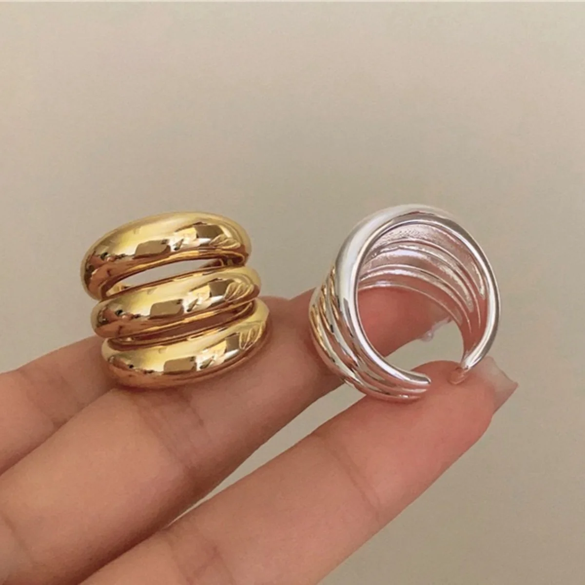 2024 New Personality Multi-layer Open Ring for Women Vintage Rings Fashion Jewelry Gift